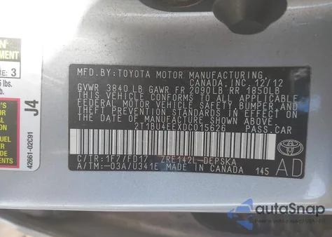 2013 Toyota Corolla S from USA, damaged, VIN 2T1BU4EEXDC015626